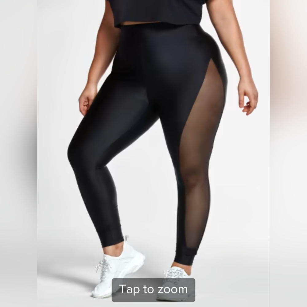 Fashion 2 Figure black Mesh Side Leggings 3x